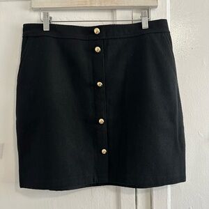 LOFT Black Mini Skirt with Gold Accents